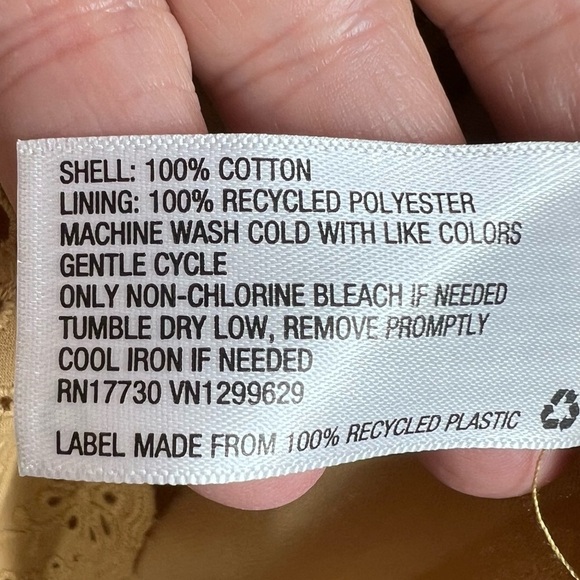 KNOX ROSE Boho Tan V-Neck Cotton Eyelet Dress Ruffle Cap Sleeve - Picture 7 of 9